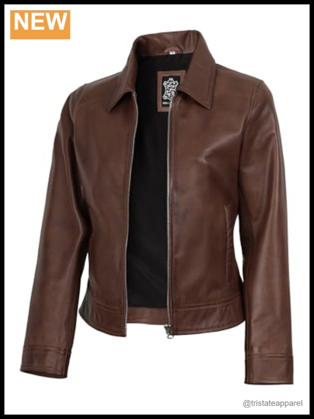 Women's Real Lambskin Leather Jacket Vintage Trucker Moto Zip